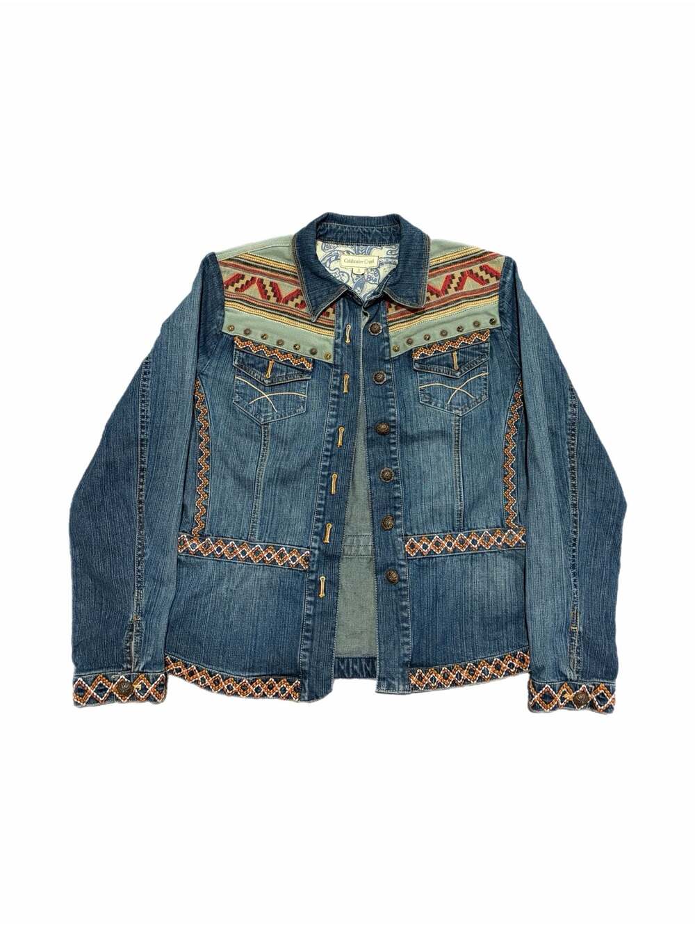 Coldwater Creek Women's Size S Denim Jacket with Southwestern Embroidery